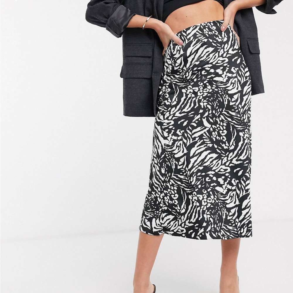 Latte Zebra Satin Midi Dress